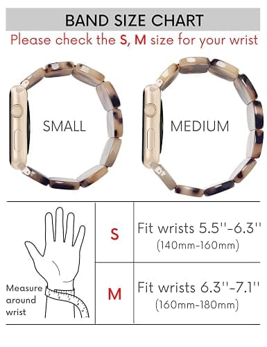 Heesch Tortoise Stretchy Watch Band Compatible with Apple Watch Serise Ultra/SE/8/7/6/5/4/3/2/1, Resin Cute Watch Strap Wristband for iWatch Bracelet for Women Men Girls, 38/40/41mm, 42/44/45/46/49mm, Oval Version thumbnail 2