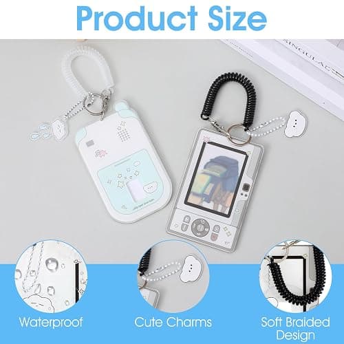 Mabor 2Pcs Cartoon Photo Card Holder Photocard Holder Keychain Cute ID Badge Holders Acrylic Protective Photocards Holders with Cloud Bear Pendant Spiral Wrist Coil thumbnail 4