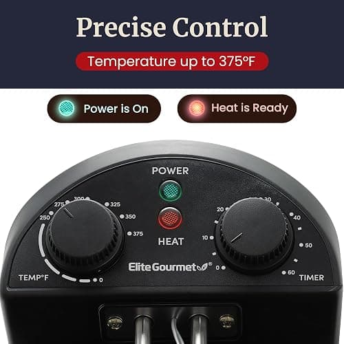 Elite Gourmet EDF-401TXB Electric 4.5 Qt. / 17 Cup Immersion Deep Fryer 3-Baskets, 1700-Watt, Timer Control, Adjustable Temperature, Lid with Viewing Window and Odor Free Filter thumbnail 7
