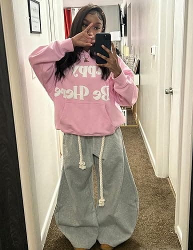 Aelfric Eden Super Baggy Barrel Sweatpants Wide Leg Pants for Women Men Casual Elastic Waist Unisex Lantern Trouser Pants thumbnail 4