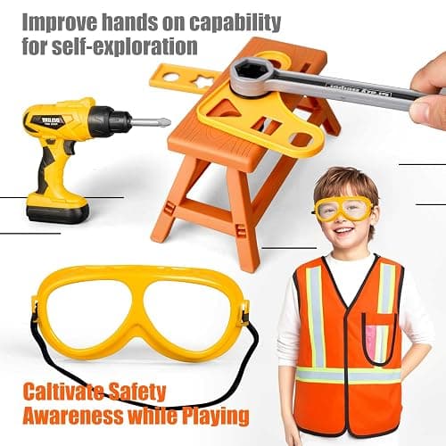 Zealous 48pcs Kids Tool Set with Tool Box & Electronic Toy Drill, Pretend Play Construction Kits for Kids Ages 3-5 Years Old, Toddler Boy Toys thumbnail 5