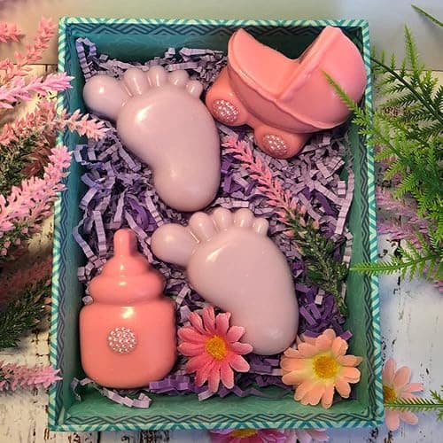 2 Pack Baby Shower Themed Silicone Soap Mold, 3D Baby Carriages Bottle Little Feet Bear fondant Mold Cake Decorating Tools for Chocolate, Soap, Sugar Craft, Candy, Cupcake Topper, Polymer Clay thumbnail 2