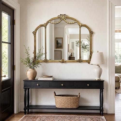 G-LEAF Antique Gold Wall Mirror 48"X39", French Baroque Vintage Mirror with Ornate Carved Frame for Living Room, Fireplace Mantel, Bedroom, Entryway thumbnail 4