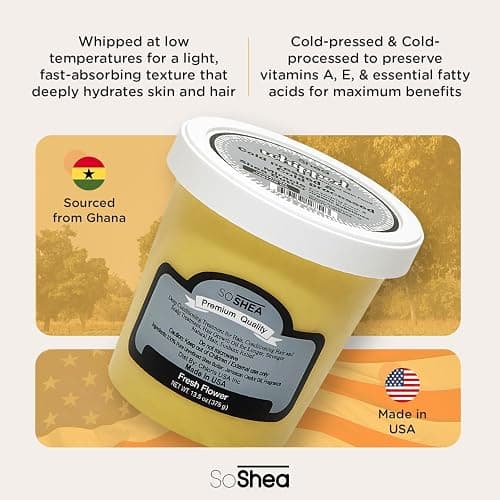 Whipped Shea Butter Fresh Flower - Nourishes, Moisturizes & Renews | 100% African Pure Shea Butter | Cold-Pressed & Cold-Processed | No Dyes & Parabens | Vegan | 11.50oz / 326g thumbnail 2