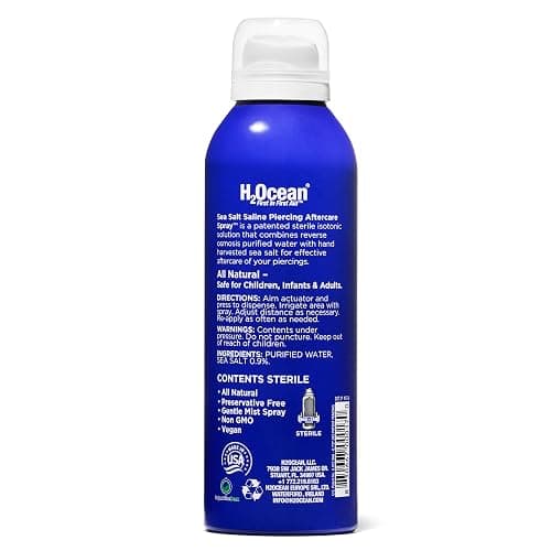 H2Ocean Sea Salt Body Piercing Spray - Saline Piercing Spray for Piercings & Body Modifications - Drug-, Preservative- & GMO-Free Vegan Piercing Aftercare - 6 oz thumbnail 7