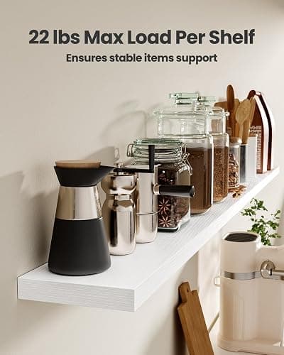 AMADA HOMEFURNISHING 47.2" L Floating Shelves, Wall Shelves Set of 3 for Bathroom/Living Room/Bedroom/Kitchen, White Floating Shelves for Wall Decor with Invisible Brackets - AMFS55W thumbnail 5