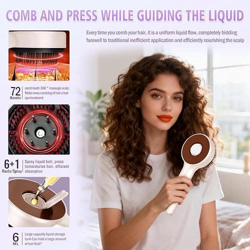 Gewaizhuan Electric Scalp Massager, 3-in-1 Hair Growth Comb with Nano Mist & Oil Applicator, IPX7 Waterproof Scalp Brush, Portable Head Massager for Home & Travel (White) thumbnail 5