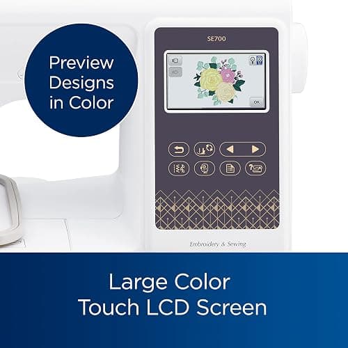 Brother SE700 Sewing and Embroidery Machine, Wireless LAN, 8 included Ft | Advanced & beginner sewing machine, 135 built-in embroidery designs, 103 stitches, 4" x 4" hoop, 3.7" touchscreen display thumbnail 6