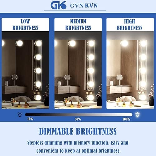 Gvnkvn 18 Extra Bulbs Vanity Mirror with Lights with USB & Type-C Charing, 32WX24L Tabletop Hollyhood Makeup Mirror, Lighted Vanity Mirror,3 Colors Modes,Touch Control,Metal Frame,White thumbnail 4