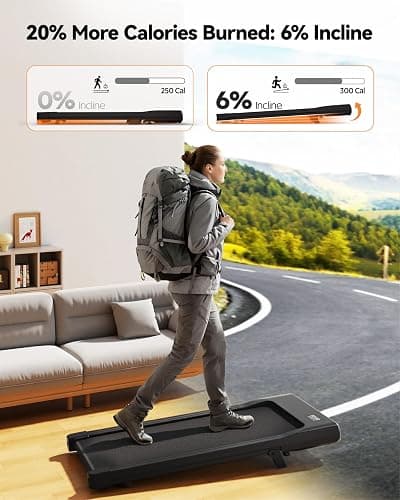 Lacuffy Walking Pad with 6% Incline, Max 12km/h Treadmill for Home Foldable, Raceable Under Desk Treadmill Max 136kg,159kg walking treadmill 2.5HP with Smart App Control, HIIT & MIIT Programs thumbnail 3