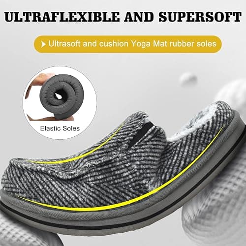 ONCAI Mens Clog Slippers with Arch Support Stripe Faux Fur Cotton-Blend High-Density Memory Foam Warm House Slippers Slip-on Indoor Outdoor Rubber Sole Size 7-16 thumbnail 6