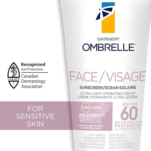Garnier Ombrelle Ultra Light Face Sunscreen Lotion SPF 60, Broad Spectrum UVA/UVB Very High Protection, For Sensitive Skin, Travel size, Non-Greasy, Non-Sticky, Water Resistant, 75ml thumbnail 2
