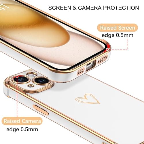 BENTOBEN for iPhone 15 Case, Phone Case iPhone 15, Cute Heart Pattern Slim Fit Thin Soft Flexible Shockproof TPU Bumper Non-Slip Lightweight Women Girls Charging Protective Cover for iPhone 15, White thumbnail 4
