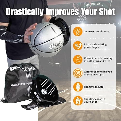 The Ringer Hoops Basketball Training Equipment and Basketball Shooting Aid - Basketball Shot Trainer and Basketball Drills Equipment - Become a Basketball Shooting Machine thumbnail 4