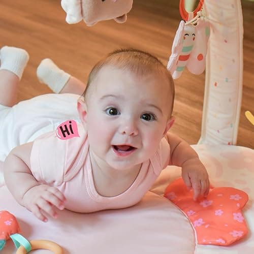Baby Play Gym & Activity Mat with Light-up Musical Arch, Washable Tummy Time Mat with 6 Detachable Sensory Toys for Motor Skills, Baby Essentials Shower Gift - Updated Spring Blossoms Themed thumbnail 7