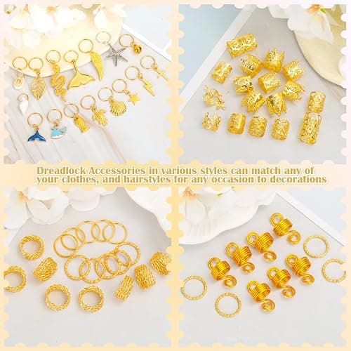 314 Pcs Hair Jewelry for Women Loc Jewelry for Hair Dreadlocks, Aluminum Gold Hair Charm for Braids, Dreadlock Accessories Hairs Decoration with Ring Cuffs Charms for Hairs Braids Accessories thumbnail 3