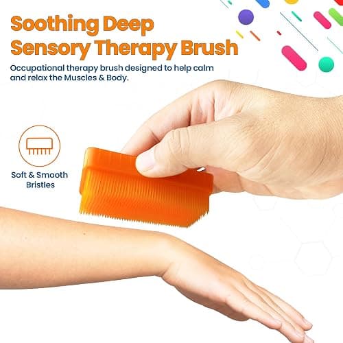 Wilbarger Method Therapy Sensory Brush Occupational & Therapressure Brush for Calming, Stimulating, and Sensory Brushing – Use as Part of The Wilbarger Brushing Protocol, Colored, 6 Count (Pack of 1) thumbnail 2