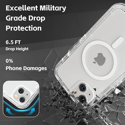 Follaroma for iPhone 13 Case, Compatible with MagSafe, Durable Dual Layer Transparent Magnetic Phone Cases, Heavy Duty Shockproof and Anti-Drop Protective Cover for iPhone 13, 6.1'', Clear thumbnail 3