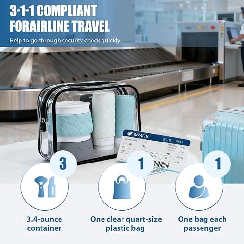 ploimyur Clear Makeup Bag, 2 Pack TSA Approved Toiletry Bag for Travel Size Toiletries, Quart Size Clear Cosmetic Organizer bag for Women Men, Carry on Airport Airline Compliant Bag(Black-2pcs) thumbnail 3