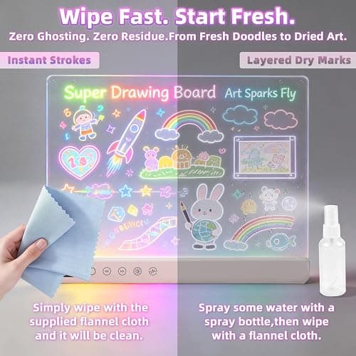 Rechargeable LED Drawing Board for Kids,16" Large Glow Doodle LED Note Board with 13 Light Modes,Neon Light Up Drawing Tablet with Stand,Chain & Magnet, Creative Birthday Gifts for Girls Boys Age 3-12 thumbnail 5