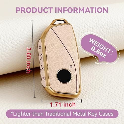 Amazauto Soft TPU & Leather Key Fob Cover, Compatible with BMW X1 X2 X3 X5 X6 X7 XM 2023~2026 etc, Car Key Protector with Keychain, Beige thumbnail 6