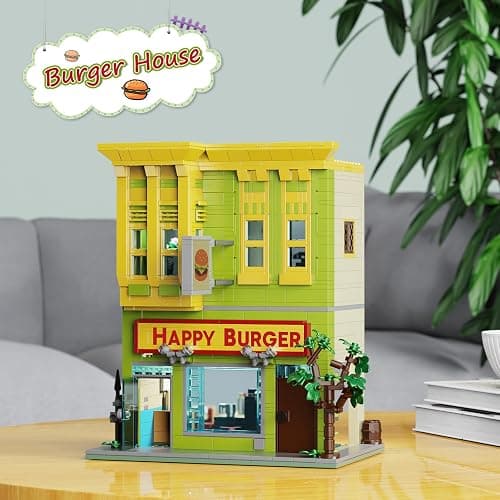 Happy Burgers House Building Set, The Bob's House Kuchi Kopi Building Blocks Toys Set Compatible with Lego, Great Gift and Collectibles Set for Belcher Family Cartoon TV Fans Boys & Girls(1018 PCS) thumbnail 2