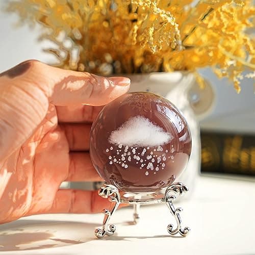 HDCRYSTALGIFTS 60mm/2.3inch 3D Inner Carving Rain Cloud Crystal Ball Paperweight with Silver Base Fengshui Decorative Ball Figurine Ornament Glass Sphere for Home Art Decor thumbnail 8