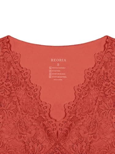 REORIA Womens Sexy V-Neck Sleeveless Double Lined Going Out Y2K Trendy Lace Cropped Tank Tops thumbnail 5