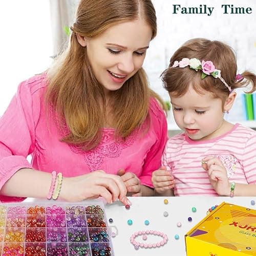 XJRLUK Glass Beads Bracelet Making Kit,1350PCS 48 Colors 8mm Crackle Glass Beads for Jewelry Making, Crystal Glass Round Beads Friendship Bracelet kit for DIY Crafts Gifts thumbnail 5