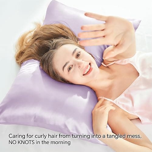 BEDELITE Satin Pillowcase with Zipper 2 Pack, Lavender Pillow Cases Standard Size, Super Soft and Cooling Similar to Silk Pillow Cases, Gift for Women Men(20x26 Inches) thumbnail 4