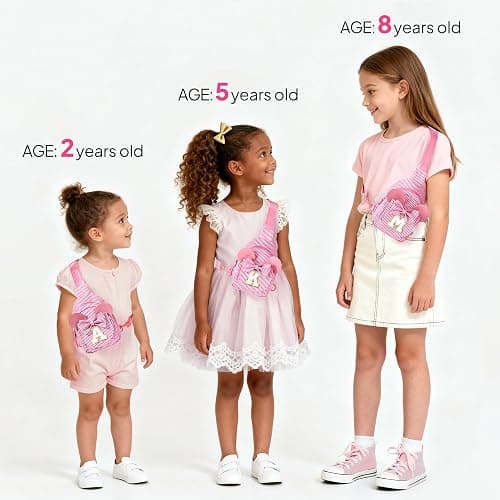 QLOVEA Birthday Gifts for Kids, Small Sling Bag, Birthday Gifts for 2 3 4 5 6 7 Year Old Girl Kids Pink Initial Sling Bag Fanny Packs Bags for Girls Sister Daughter Wife (Pink B) thumbnail 5
