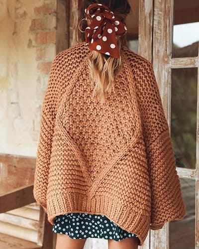 Cicy Bell Women's Open Front Chunky Knit Cardigan Loose Lantern Sleeve Oversized Sweater Coats thumbnail 4