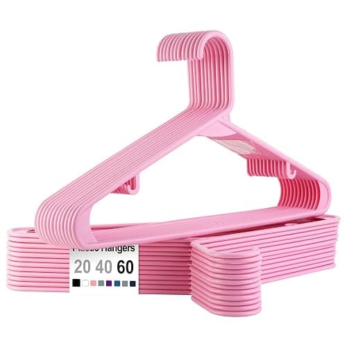Plastic Clothes Hangers Pink, 40 Pack Space Saving, Sturdy Design for All Garments - Image 1