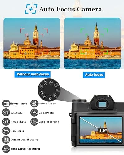 ISHARE 4K 48MP Compact Digital Camera, Vlogging Point and Shoot Travel Camera with Wide Angle Macro Lenses 2 Batteries Anti-Shake 3" Flip Screen for Kids Beginners Daily Use thumbnail 6