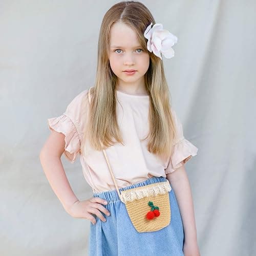 Weewooday 5 Pieces Little Girls Straw Purses Easter Sunflower Straw Shoulder Crossbody Bag Cute Shoulder Girlish Woven Bag for Outdoor Activities, 5 Styles thumbnail 6