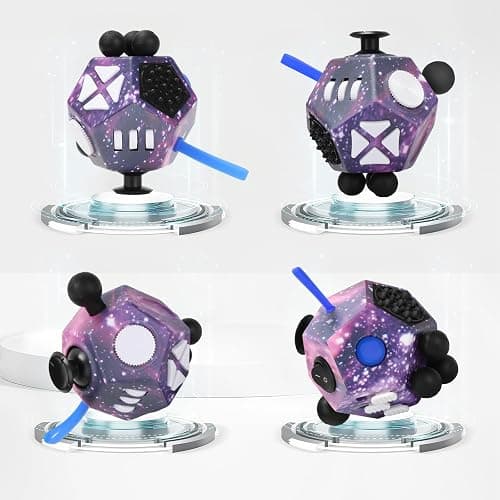 VCOSTORE Fidget Cube with 12 Sides, Original Fidget Toys Cube, Adult Infinity Magic Toys, Anti Stress Cube for Children and Adult with ADHD, ADD, ASD, ADHD thumbnail 2