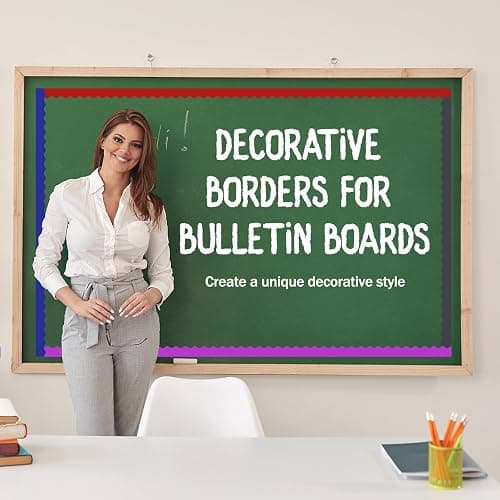 16 Roll 524 ft Bright Bulletin Board Borders Colorful Scalloped Rolled Borders for Bulletin Board Trim Decorations for School Classroom Teachers Home DIY Posters (Basis) thumbnail 2