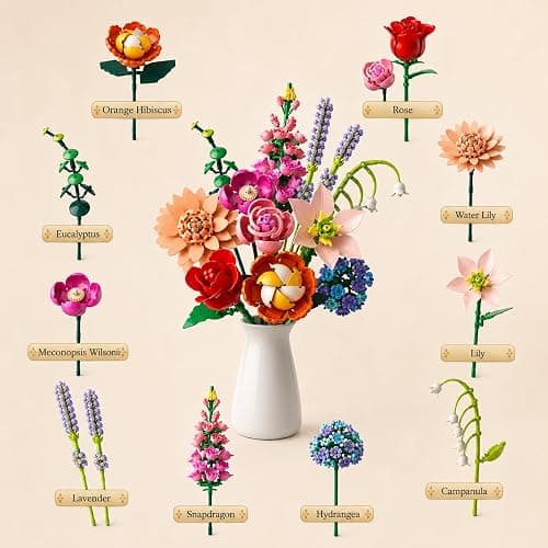 Flower Bouquet Building Set, 762Pcs Flowers Model Kit Creative STEM Toy for Home Office Decor, Valentine's Day/Birthday/Mother's Day for for Women Kids Girls thumbnail 3
