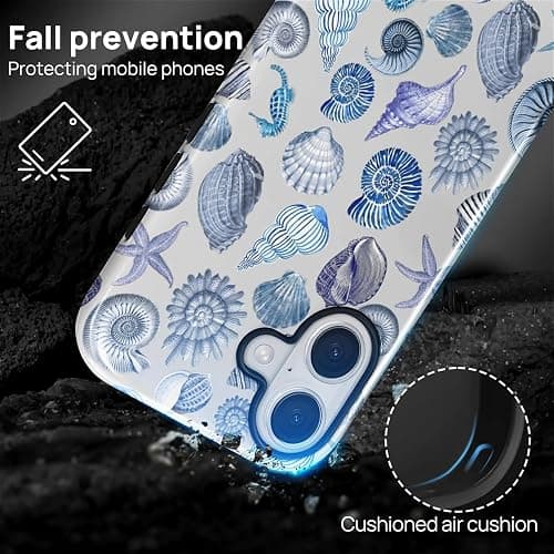 Kapadiy Case for iPhone 17 Case,Summer Beachy Seashell Design Hybrid Dual Protection Silicone Hard PC Shockproof Full Body Cover Slim Anti Scratch Protective Case for Men Women thumbnail 5