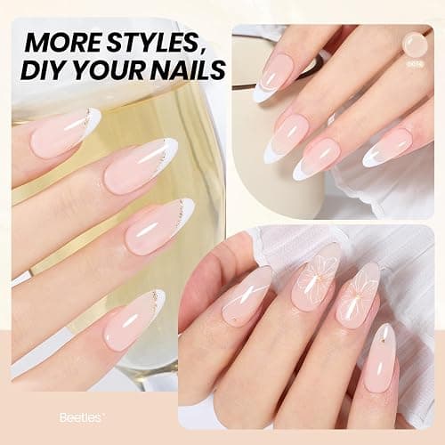Beetles Nude Gel Polish, 15ml Jelly Neutral Nude Gel Nail Polish Set Translucent Effect Nail Concealer Soak Off UV Spring Summer French Nail Art Design Gift for Women thumbnail 4