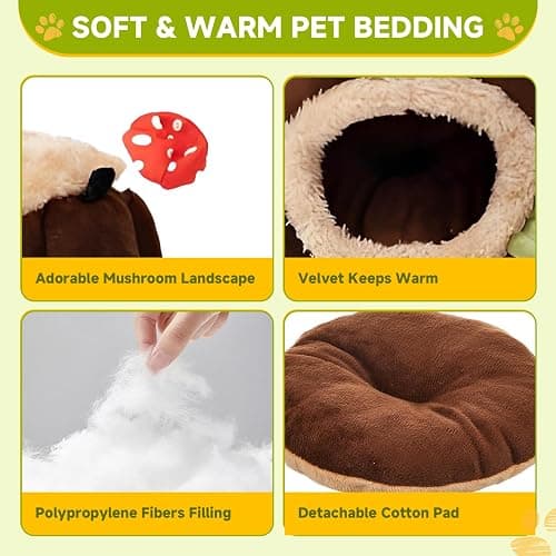 LYART Guinea Pig Hamster Bedding or Hideout for Mouse Mice Rat Ferret Bunny Fluff Bedding Bed House Cage Accessories, Dwarf Rabbits Hedgehog Bearded Dragon Warm Bedding Winter Nest Cave, Washable(2.L) thumbnail 3