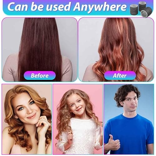 Hair Curlers Set with 24 Rollers (6 Jumbo, 6 Large, 6 Medium, 6 Small) and 24 Clips for All Hair Lengths (Black) thumbnail 7