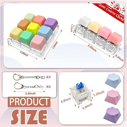 Gtzzot 6-Pack Keyboard Fidget Toy with Clicky/Creamy/Silent Switches & 75 Removable Keycaps—Stress Relief Keyboard Clicker Keychain in Gift Box—Calms Anxiety for Adults Office Travel School Home thumbnail 6