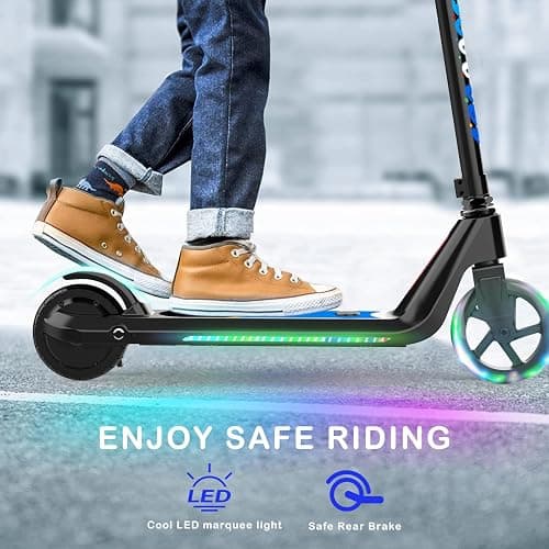 LINGTENG Electric Scooter for Kids Age 6-10, Kick-Start Boost Scooter with Adjustable Speed and Height, Flash Wheel & Deck Lights thumbnail 4