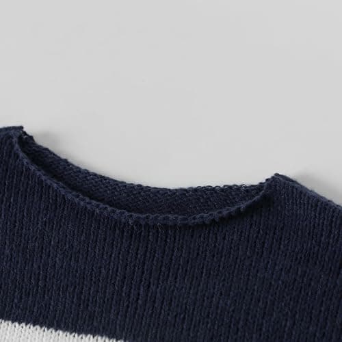 Women Color Block Striped Pullover Sweater Oversized Long Sleeve Crewneck Tops Fall Winter Warm Knitted Loose Outfit thumbnail 7