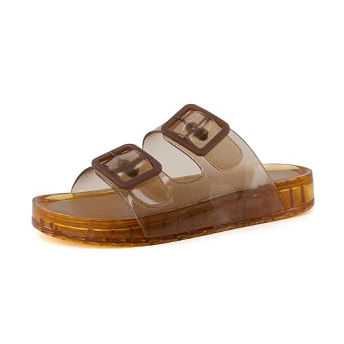 CUSHIONAIRE Pool Slides for Women Water Resistant Double Buckle Adjustable Slip-On Womens Sandals for Beach Shower Casual Wear thumbnail 9