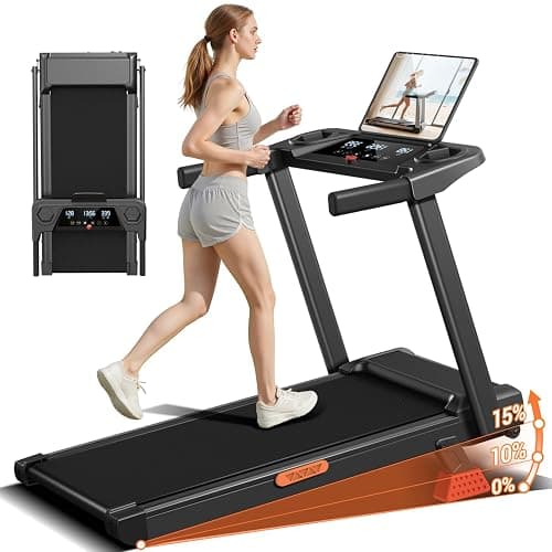 UMAY Tapis Roulant Salvaspazio con Inclinazione 15%, Tapis Roulant Elettrico 12KM/H, Tapirulan Pieghevole da Casa con Motore da 3.0 HP e Display LED, Carico Massimo 136KG - Image 1