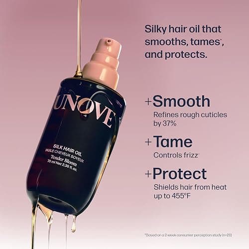 UNOVE Silk Oil Essence Hair Serum 70ml/2.4fl.oz | Nourishing Hair Oil for Dry, Frizzy, and Damaged Hair | Lightweight Smoothing Serum | Frizz Control and Split End Care | Heat Protection thumbnail 2