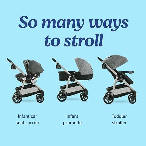 Graco Modes Pramette Travel System, Car Seat and Stroller Combo, Includes SnugRide LX Infant Car Seat and Baby Stroller, 3 Modes: Car Seat Carrier, Pramette, Toddler Stroller, Ellington thumbnail 2
