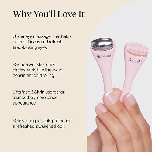 Kitsch Mini Ice Roller for Face Tool Set – Cooling Face Rollers - Blush | Stainless Steel Ice Face Roller to Reduce Puffiness, Redness & Headaches – Cooling Ice Roller for Face Women for Skin Care thumbnail 6